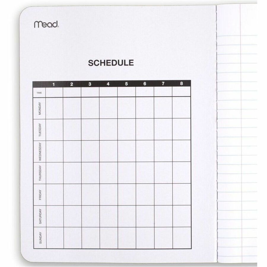 Mead Wide Ruled Composition Book, 1 Subject, 100 Sheets, 200 Pages, Sewn Binding, White Paper, Black Marble Cover, Durable, 1 Each