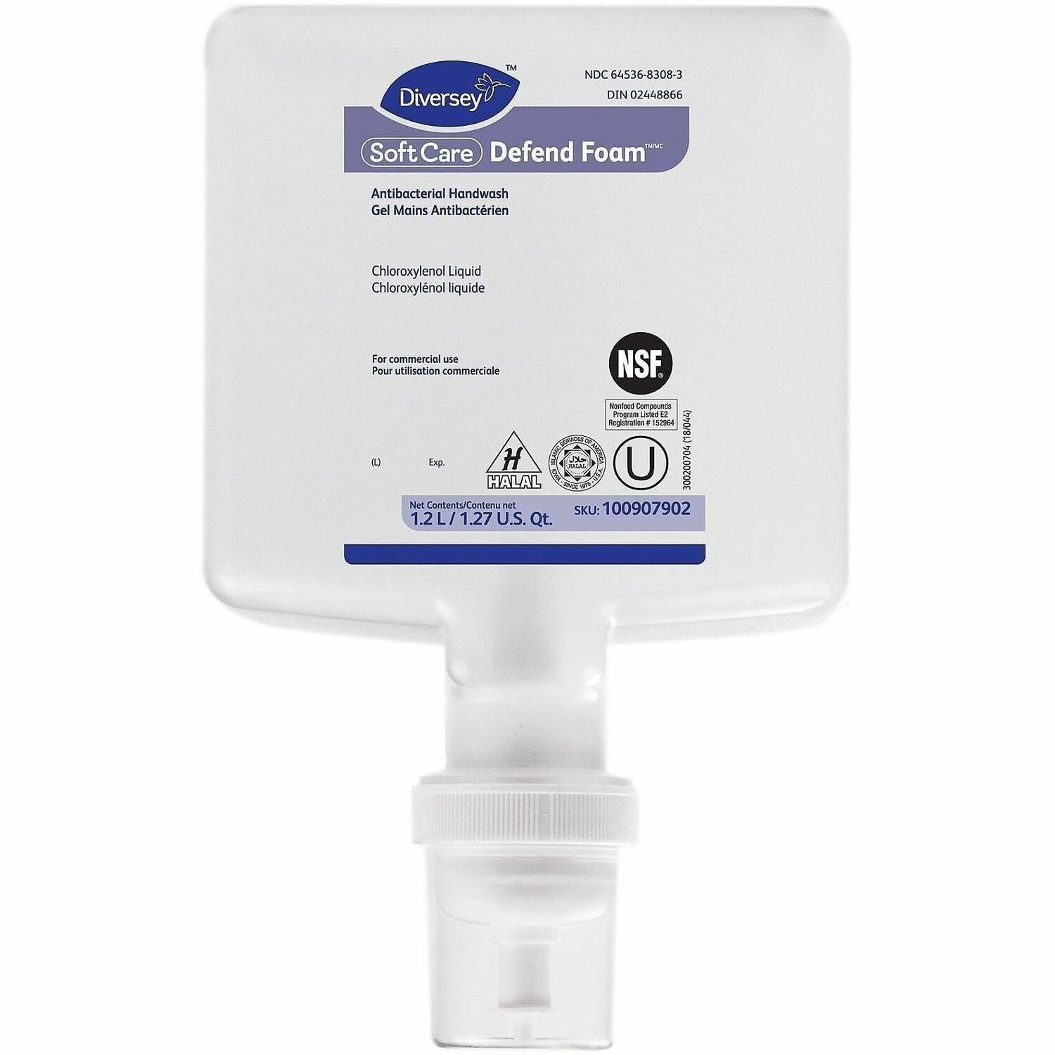 1.27 quart - Bacteria Remover, Soil Remover - Hand, Healthcare, Food Handling - Antibacterial - Clear - Unscented, Residue-free, Quick Rinse, Fragrance-free - 6 / Carton