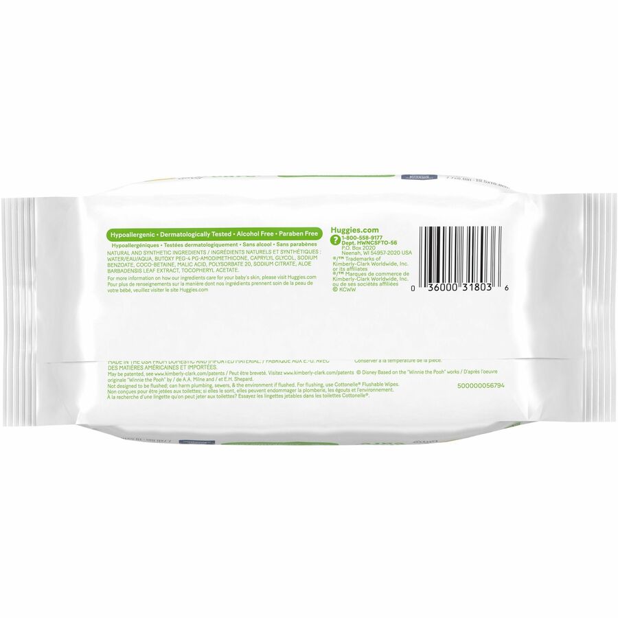 Huggies Natural Care Sensitive Baby Wipes, White, 6.60" x 7.70", 56 Wipes per Soft Pack, 1 Pack