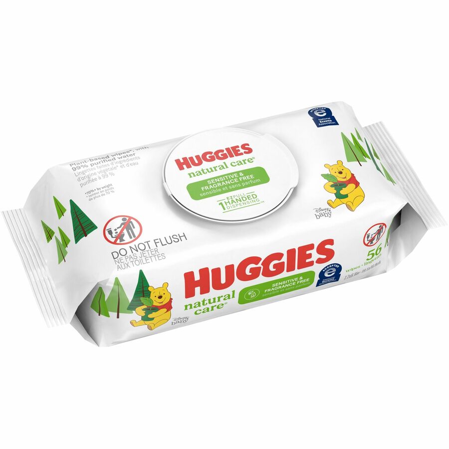 Huggies Natural Care Sensitive Baby Wipes, White, 6.60" x 7.70", 56 Wipes per Soft Pack, 1 Pack