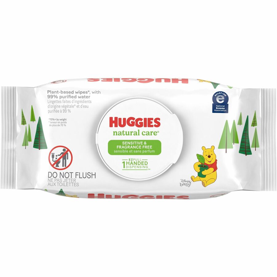 Huggies Natural Care Sensitive Baby Wipes, White, 6.60" x 7.70", 56 Wipes per Soft Pack, 1 Pack