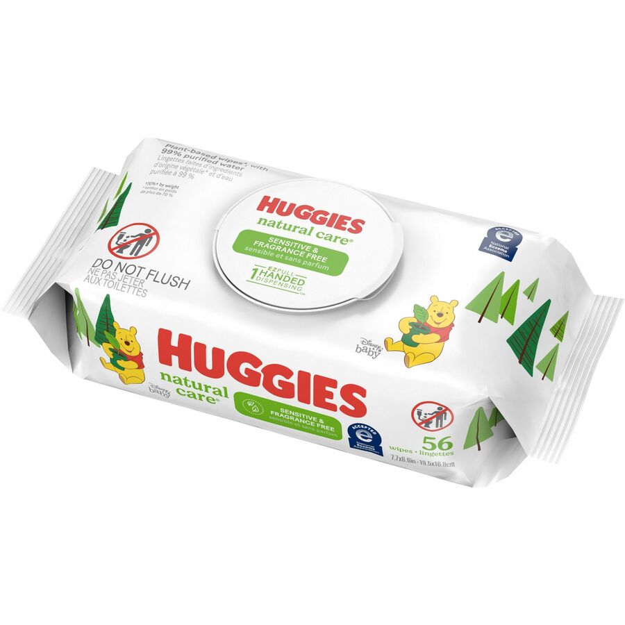 Huggies Natural Care Sensitive Baby Wipes, White, 6.60" x 7.70", 56 Wipes per Soft Pack, 1 Pack