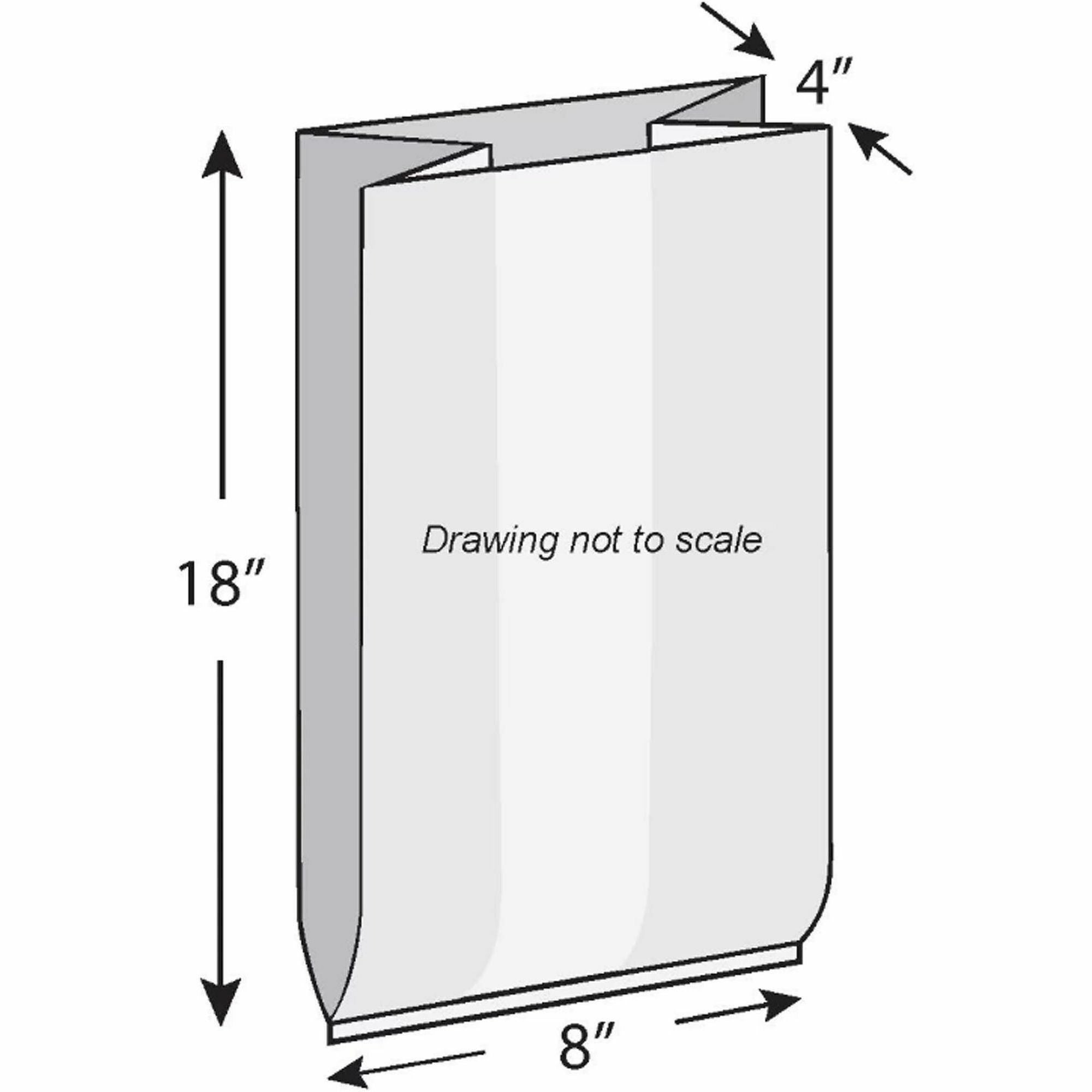2 gal Capacity - 8" Width x 4" Depth x 0.04 mil (1 Micron) Thickness - Natural, Clear - Poly - Food, Sanitary - 1 Carton