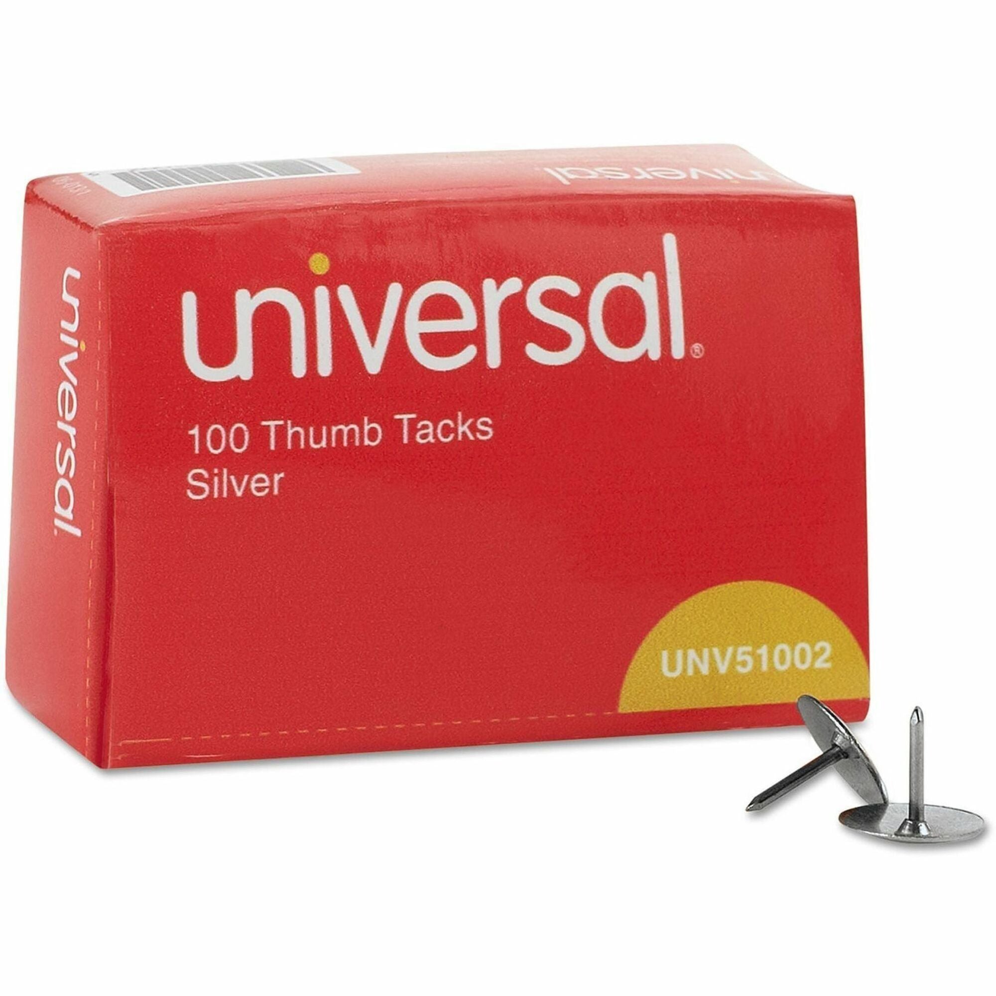 0.31" Shank - 0.38" Head - for Paper, Notes, Corkboard, Bulletin Board, Wall, Office, Home, Decoration - Round Head - Silver - Steel, Nickel Plated Steel - 100 / Box