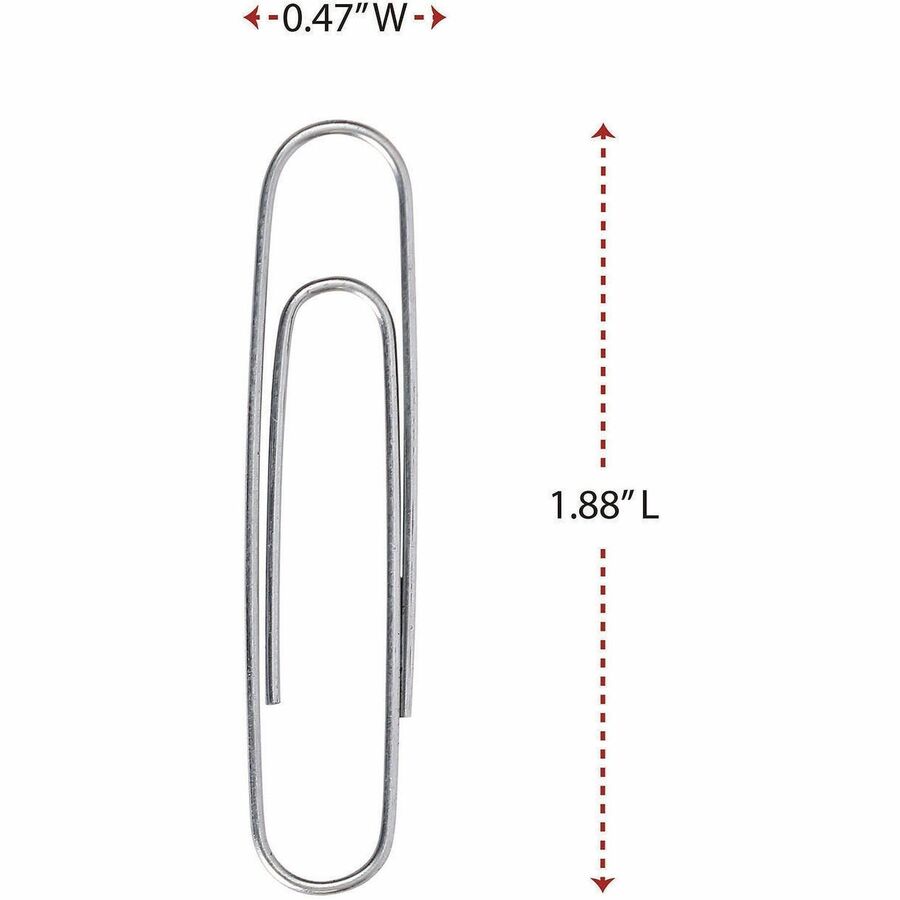 Universal Jumbo Paper Clips, Silver, Steel Wire, Smooth Finish, 1.9" x 0.5", 100 Clips/Box, 1000/Pack