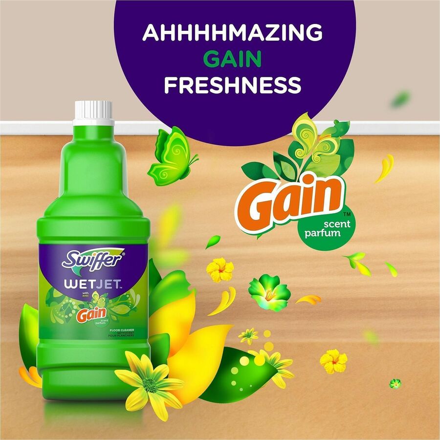 Swiffer WetJet MS Floor Cleaner, Multi Surface, Liquid, Gain Scent, 40.6 fl oz (1.3 quart), Green, 1 Bottle
