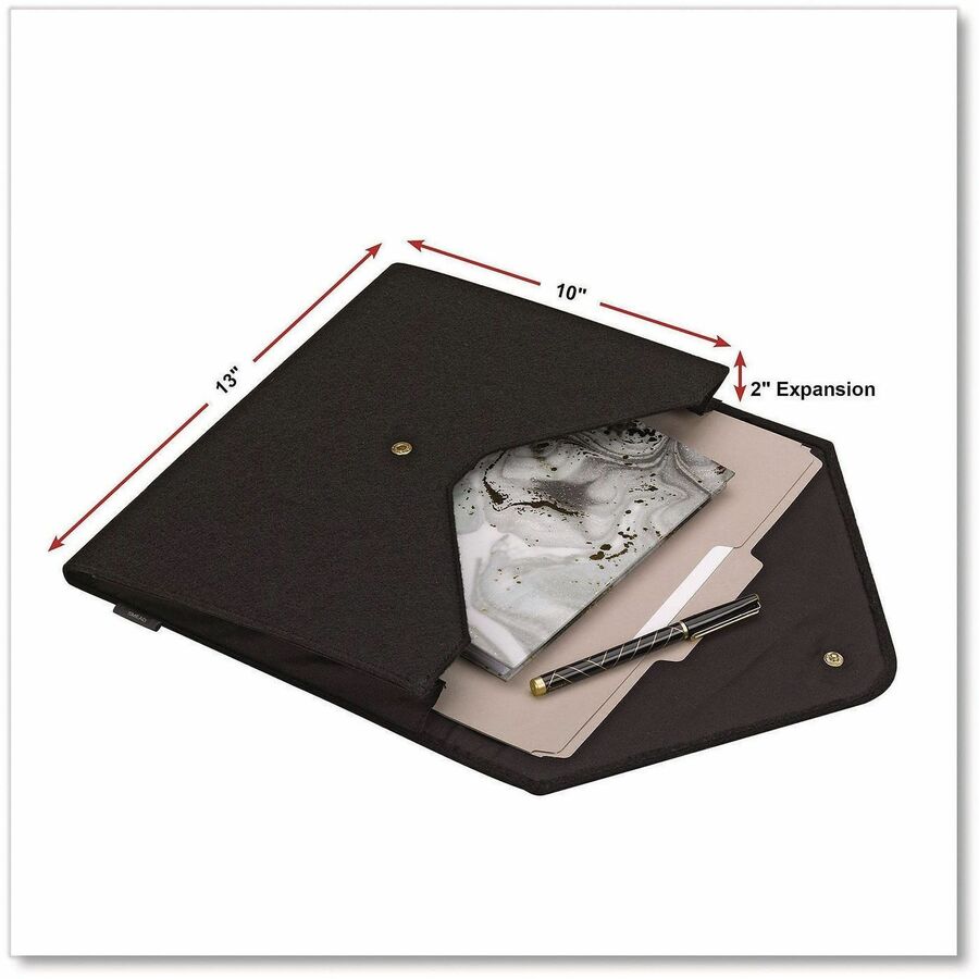 Smead Letter Expanding File, 8.5" x 11", 2" Expansion, 1 Pocket, Cloth, Black, Snap Closure