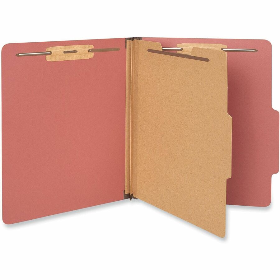 Universal Red Letter Classification Folder, 2/5 Tab Cut, 2" Expansion, 4 Fasteners, 1 Divider, Top Tab Right of Center, 10/Box
