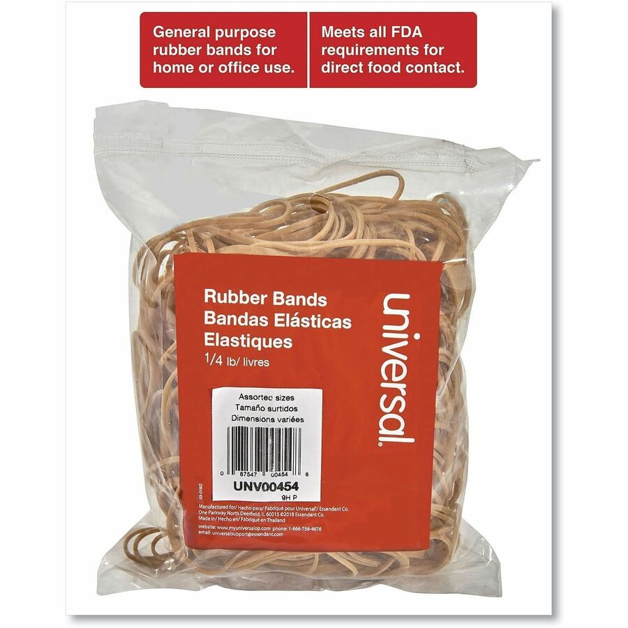 Universal Standard Rubber Bands, Size #54, Assorted, Elastic Rubber, Beige, 1 Pack