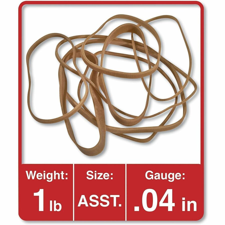 Universal Standard Rubber Bands, Size #54, Assorted, Beige, Rubber, 1 Pack, 1 lb