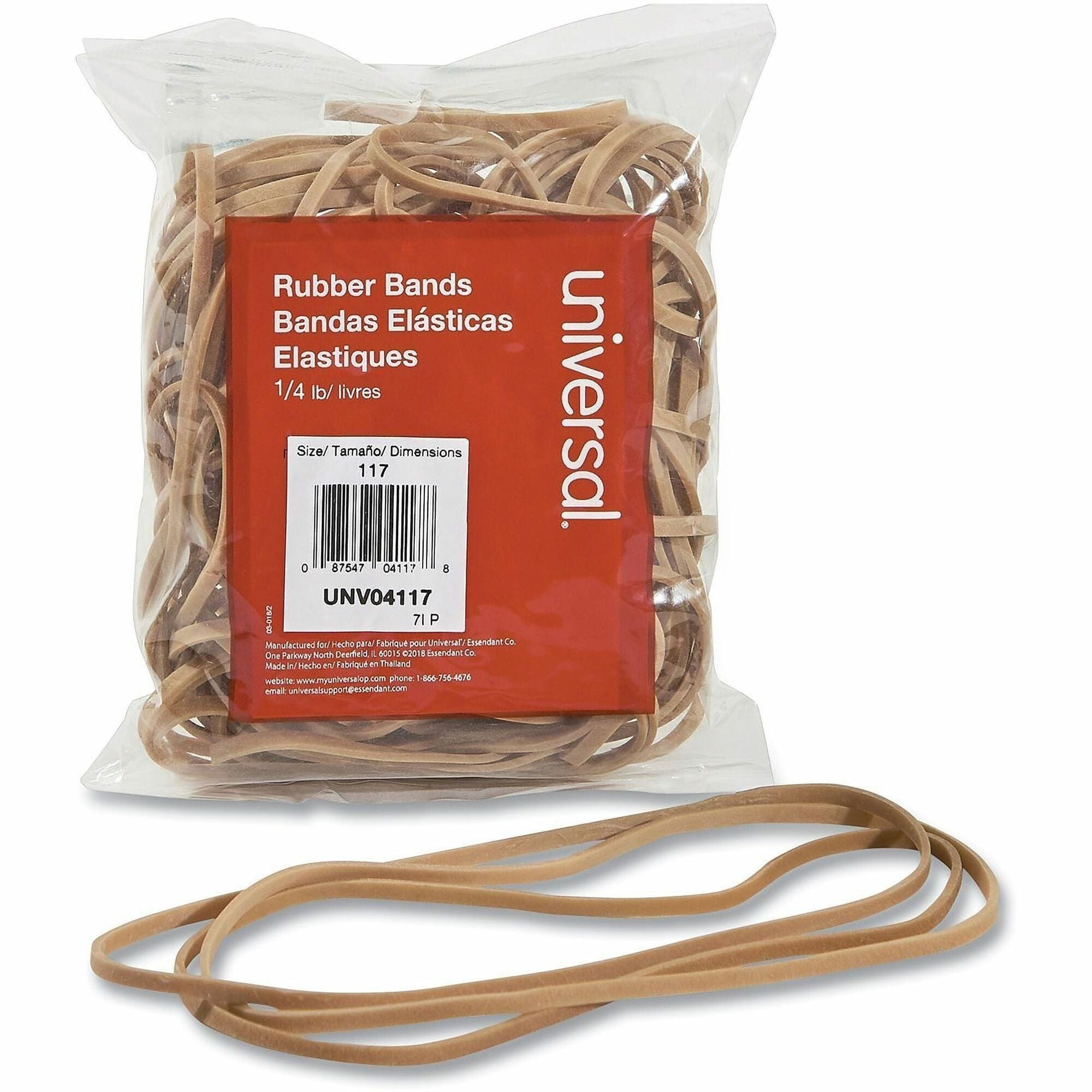 Universal Standard Rubber Bands, Size #117, 7" Length x 0.1" Width, Beige, Rubber, 50 Pack