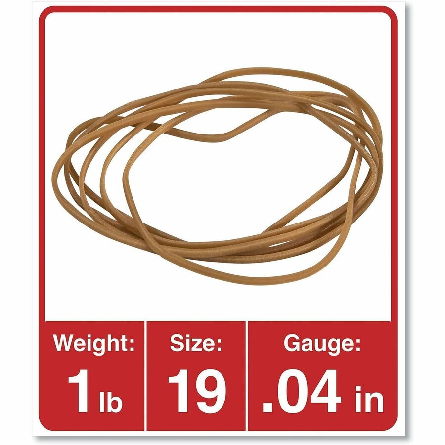 Universal Standard Rubber Bands, Size #19, 3.5" x 0.1", Beige, Rubber, 1240 Pack