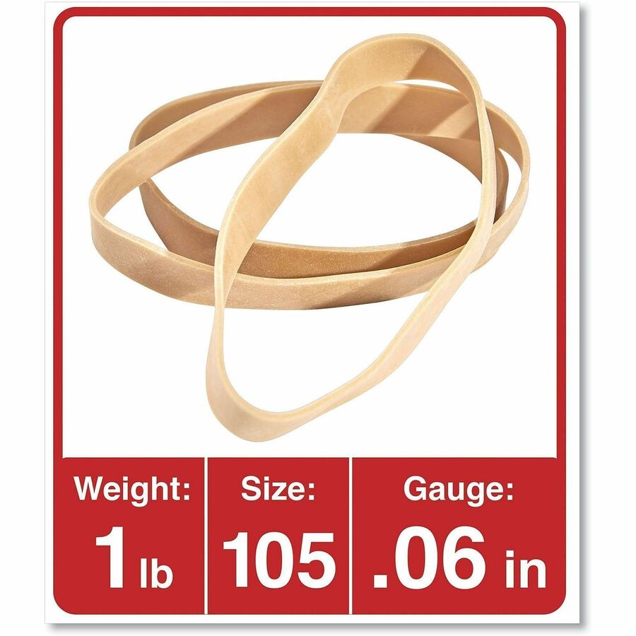 Universal Standard Rubber Bands, Size #105, 5" x 0.6", Beige, Rubber, 55 Pack