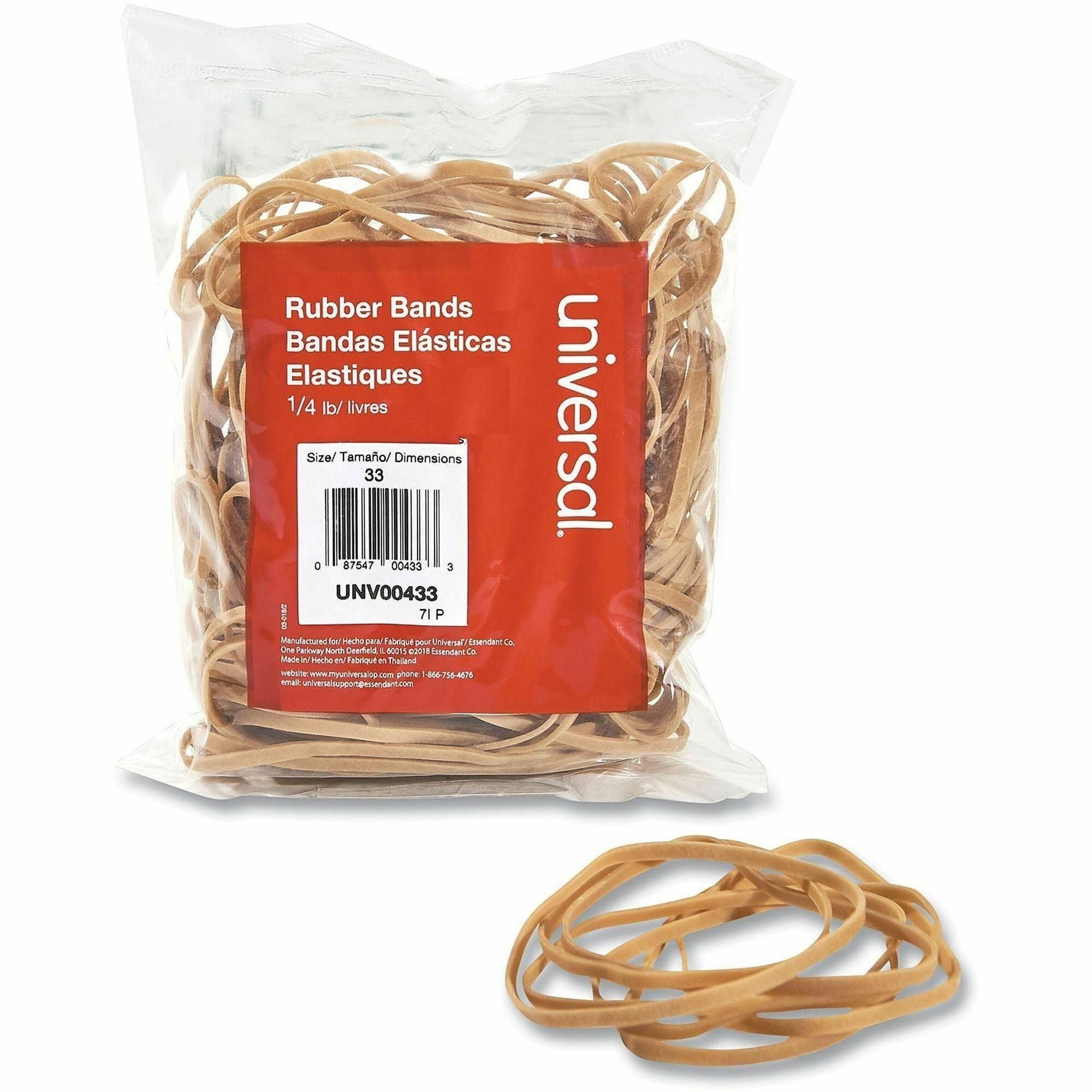 Universal Standard Rubber Bands, Size #33, 3.5" x 0.1", Beige, Rubber, 160 Pack
