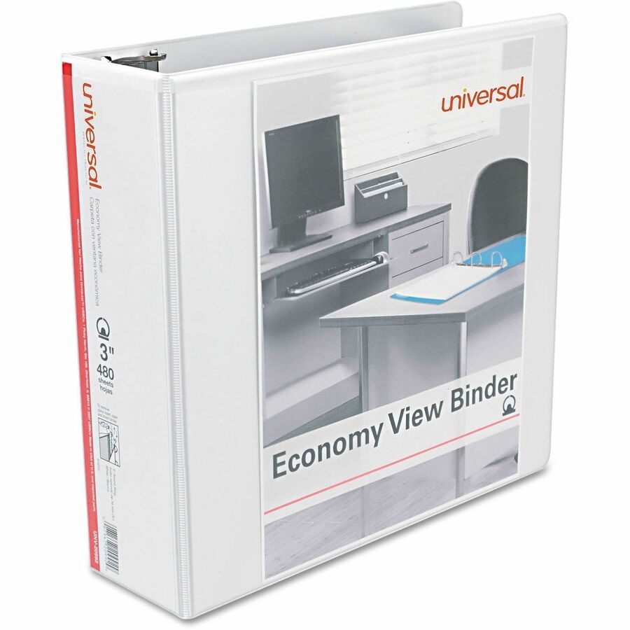 3" Binder Capacity - 460 Sheet Capacity - 3 Ring(s) - Fastener(s): Ring - Pocket(s): 2, Inside Front & Back - Polypropylene - White - Non-stick - 1 Each
