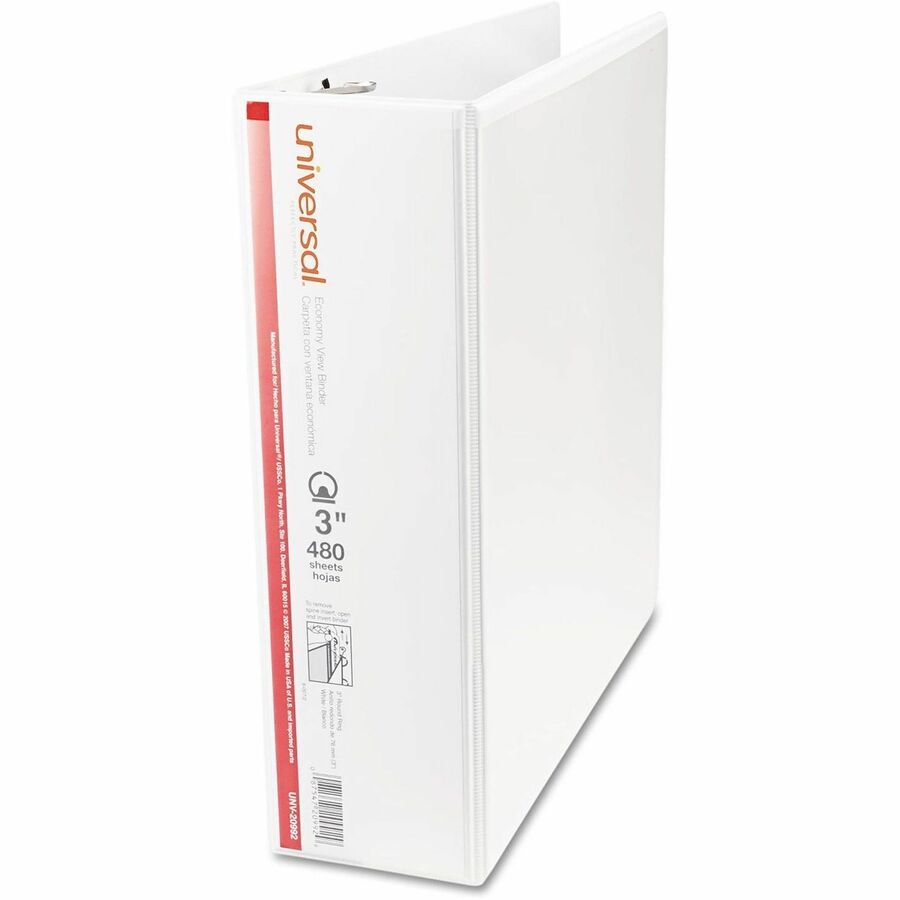 3" Binder Capacity - 460 Sheet Capacity - 3 Ring(s) - Fastener(s): Ring - Pocket(s): 2, Inside Front & Back - Polypropylene - White - Non-stick - 1 Each