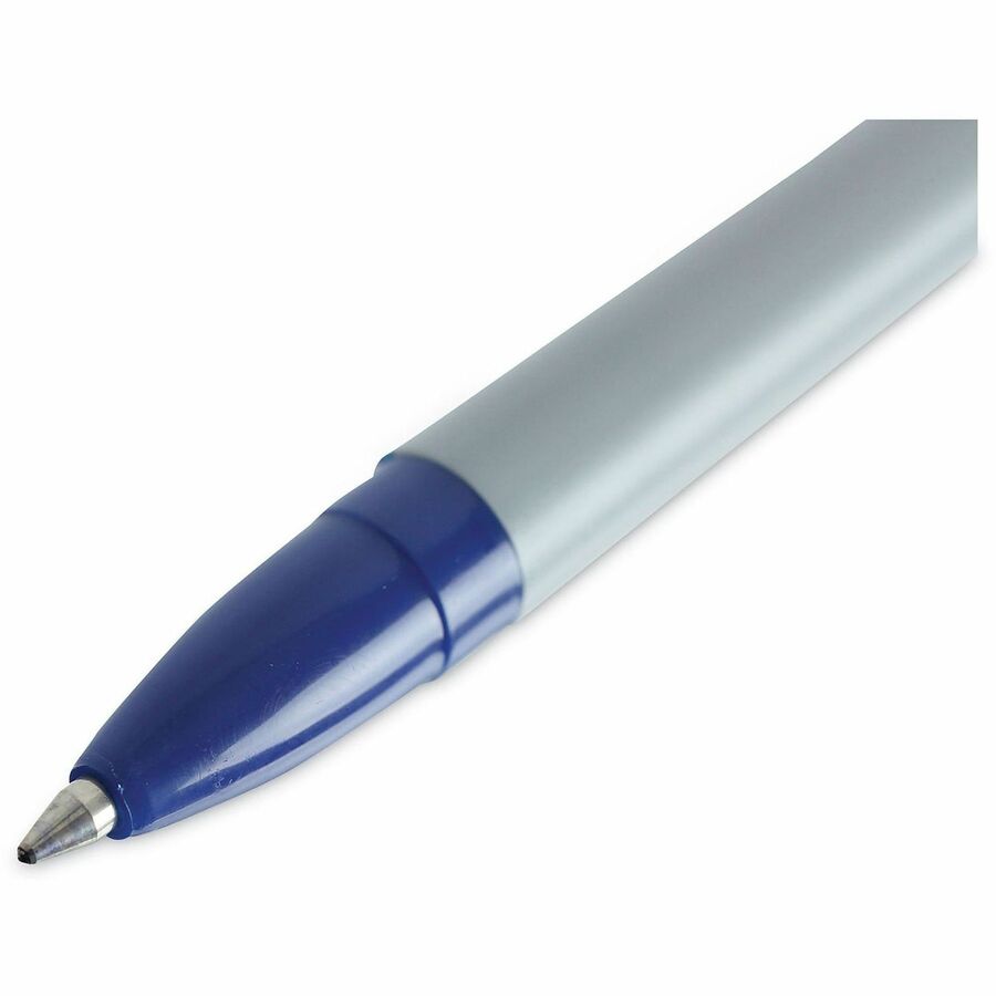 Universal Ballpoint Pen, Blue Ink, 0.7 mm Fine Point, Oil-Based, Gray Stick with Blue Barrel, Smooth Grip, Quick-Drying, 1 Dozen