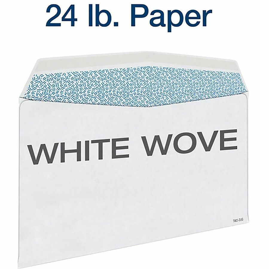 5 5/8" Width x 9" Length - 24 lb - Gummed Flap - White - Wove Paper - 24 / Pack