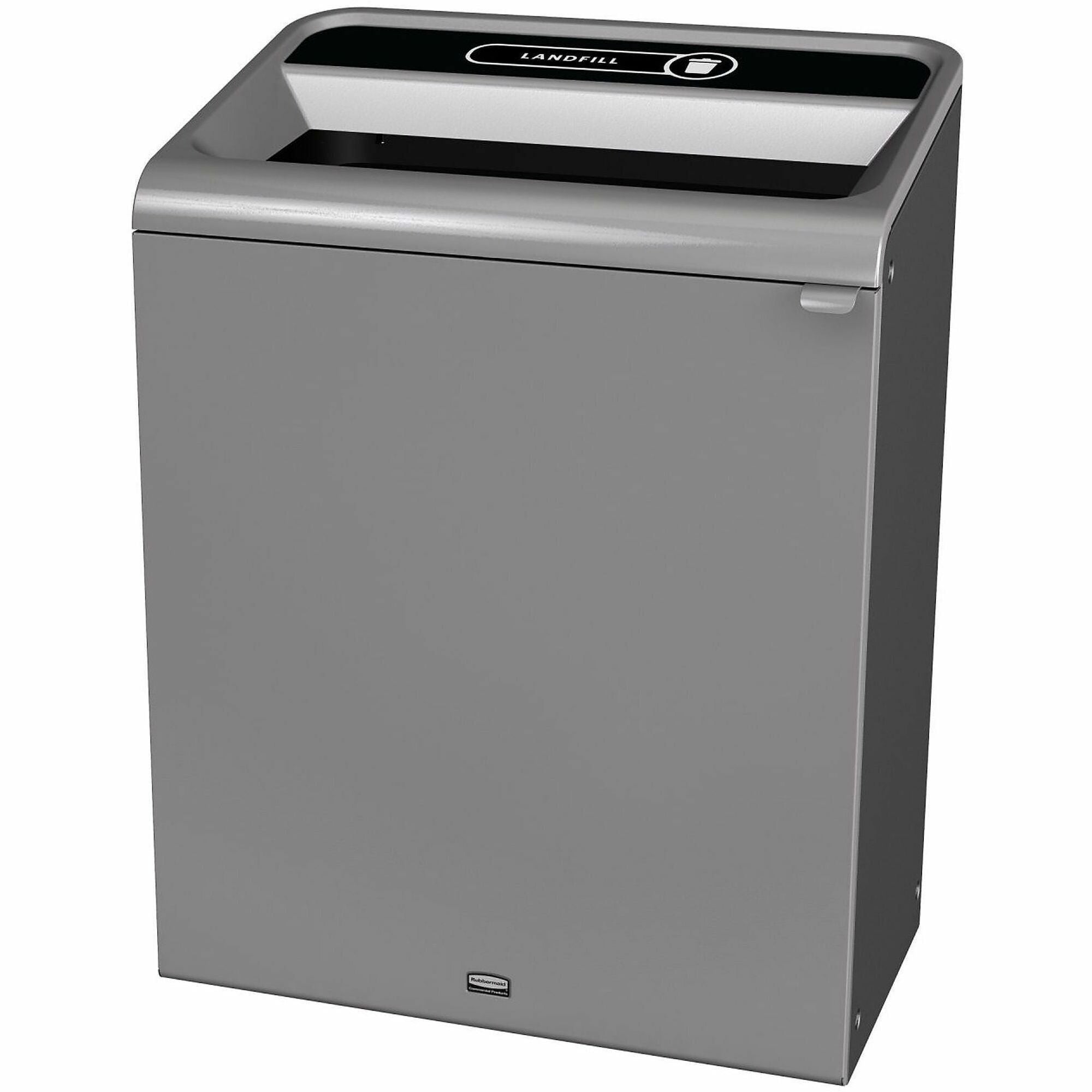 Rubbermaid Commercial Configure 1 Stream Gray Container, Open Top, 45 Gallon, Stainless Steel, Textured Black/Gray Stenni, 1 Each