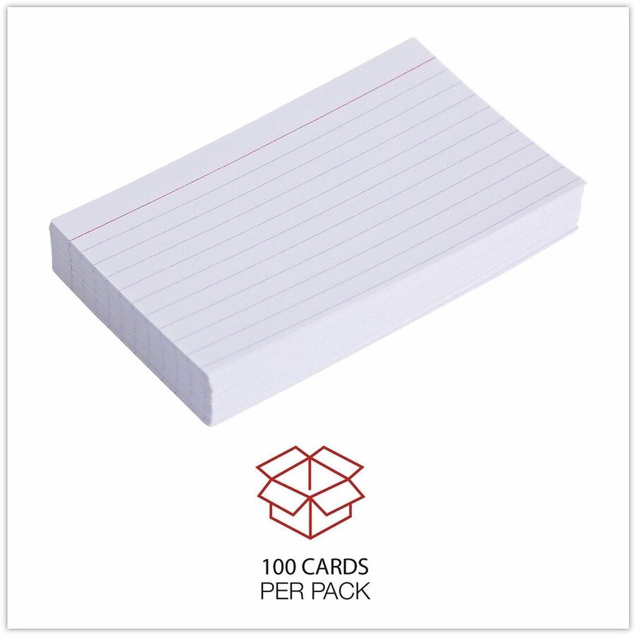 Universal Printable Index Cards, 3" x 5", Ruled, Acid-Free, White, 100 Pack