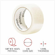 54.60 yd Length x 1.88" Width x 2 mil Thickness - 3" Core - Clear - Synthetic Rubber - Plastic Backing - 1 Roll