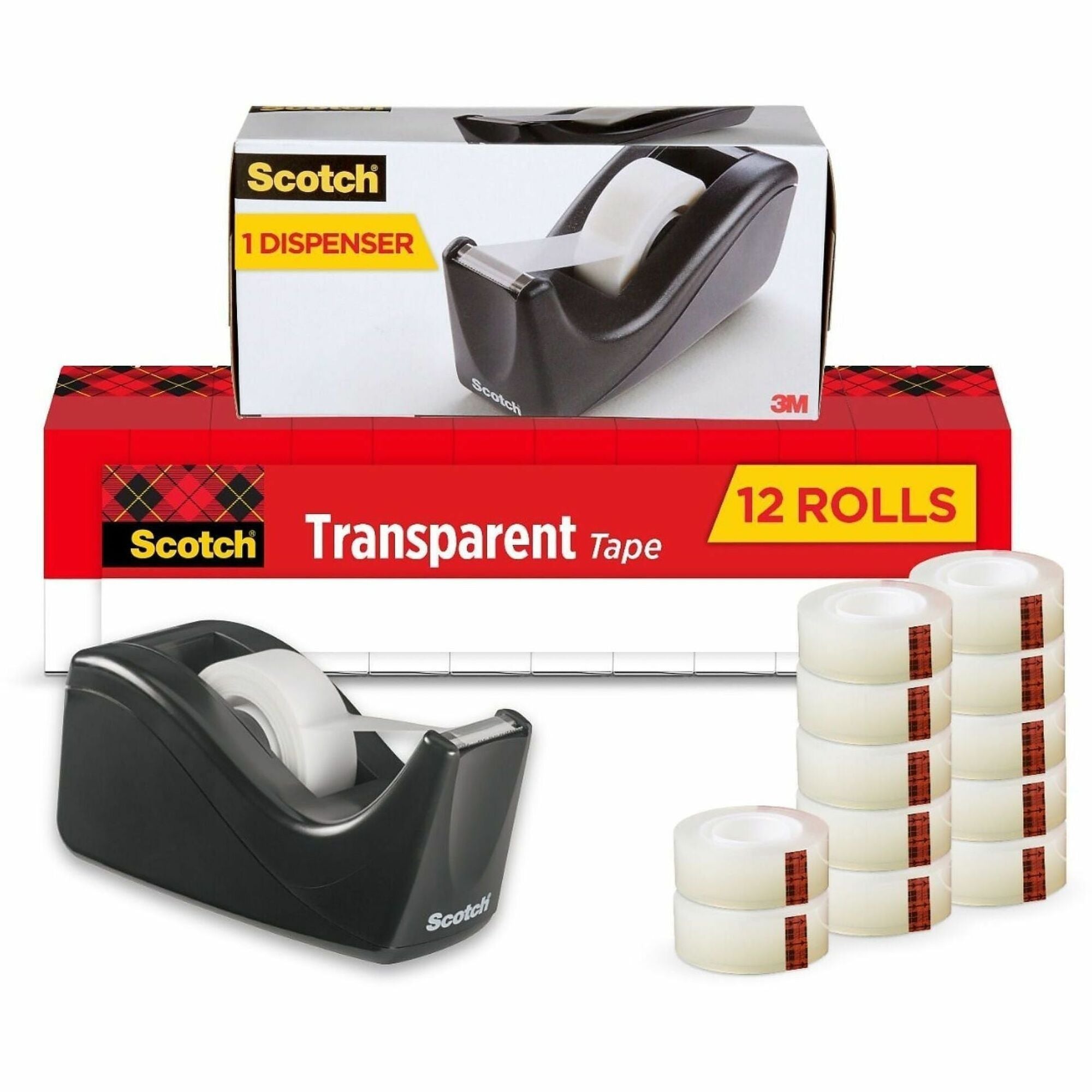 27.78 yd Length x 0.75" Width - 1" Core - Matte - Clear - For Office, Mending, Holding, Splicing - 12 / Pack