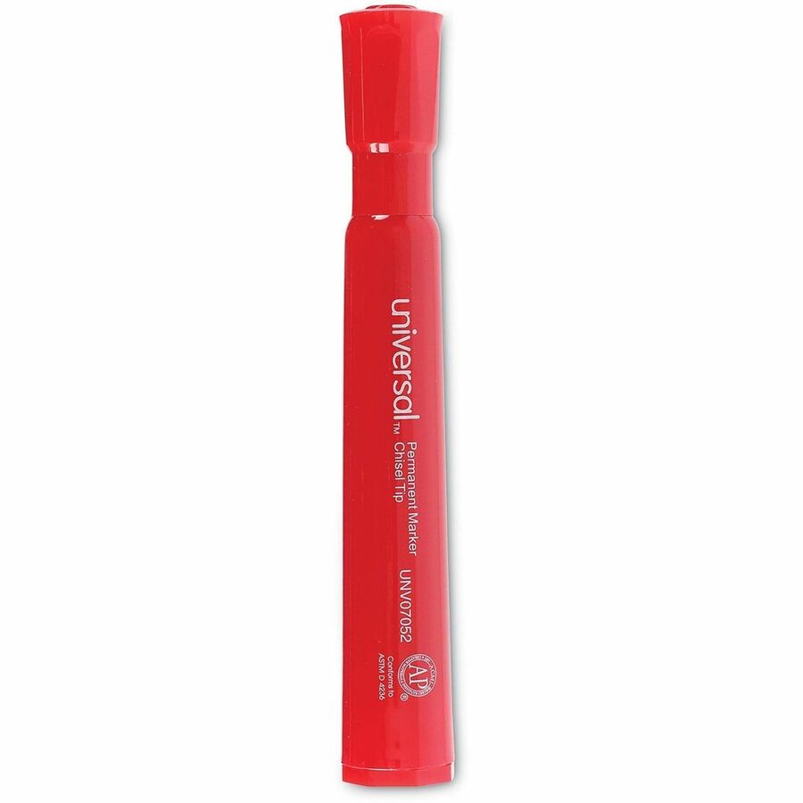 Universal Permanent Marker - Red Ink - Plastic Barrel - Office, Project, Label - 1 Dozen