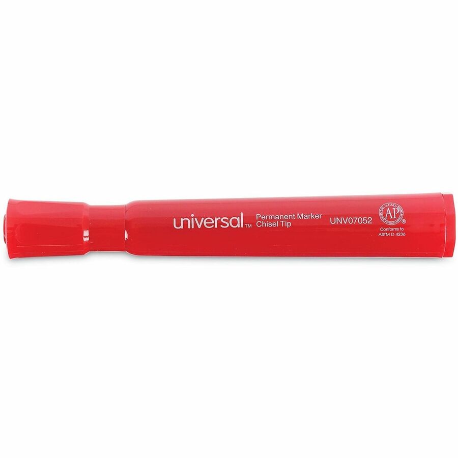 Universal Permanent Marker - Red Ink - Plastic Barrel - Office, Project, Label - 1 Dozen