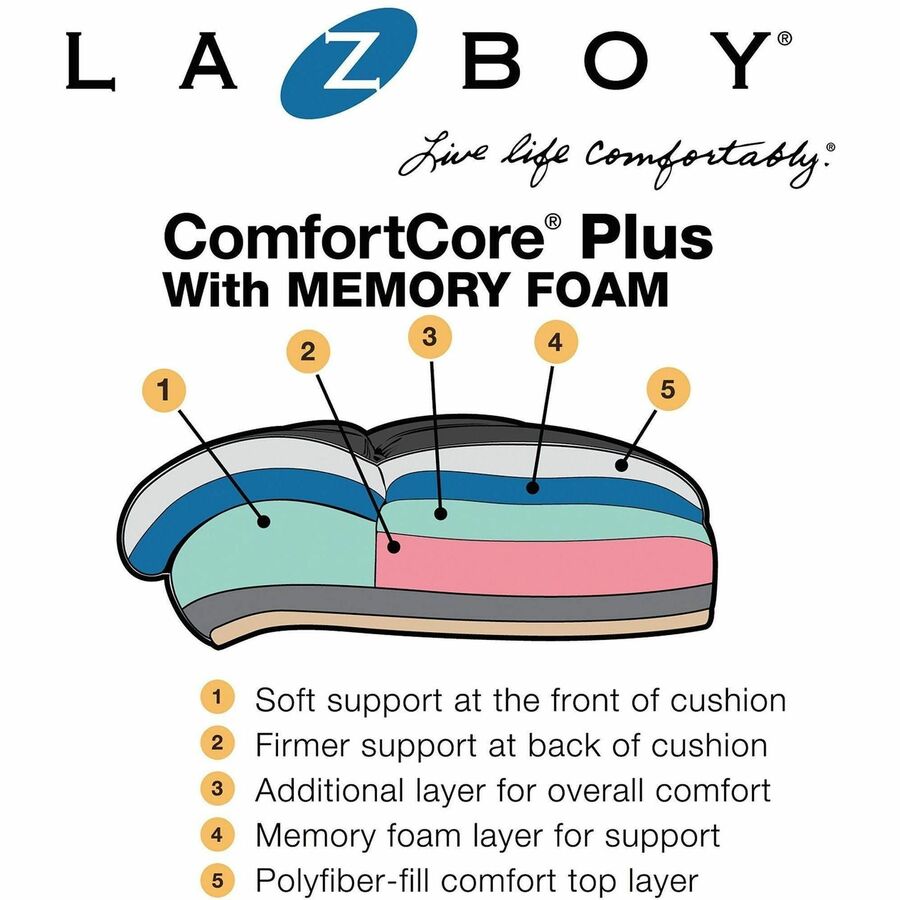 La-Z-Boy ComfortCore Chair - Black Seat Color - Memory Foam Seat Material - Black Back Color - Black - Bonded Leather - Armrest - 1 Each
