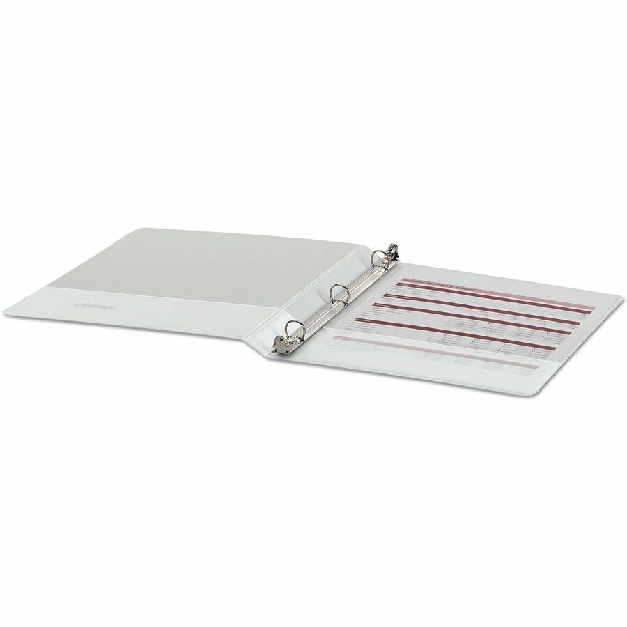 1/2" Binder Capacity - 100 Sheet Capacity - 3 Ring(s) - Fastener(s): Ring - Pocket(s): 2, Inside Front & Back - Polypropylene - White - Non-stick - 1 Each