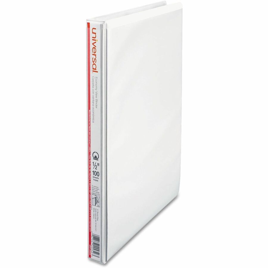 1/2" Binder Capacity - 100 Sheet Capacity - 3 Ring(s) - Fastener(s): Ring - Pocket(s): 2, Inside Front & Back - Polypropylene - White - Non-stick - 1 Each