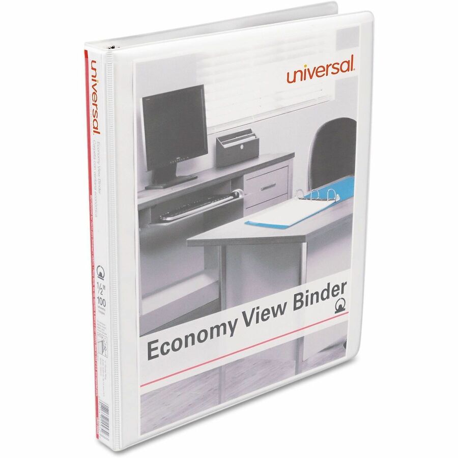 1/2" Binder Capacity - 100 Sheet Capacity - 3 Ring(s) - Fastener(s): Ring - Pocket(s): 2, Inside Front & Back - Polypropylene - White - Non-stick - 1 Each