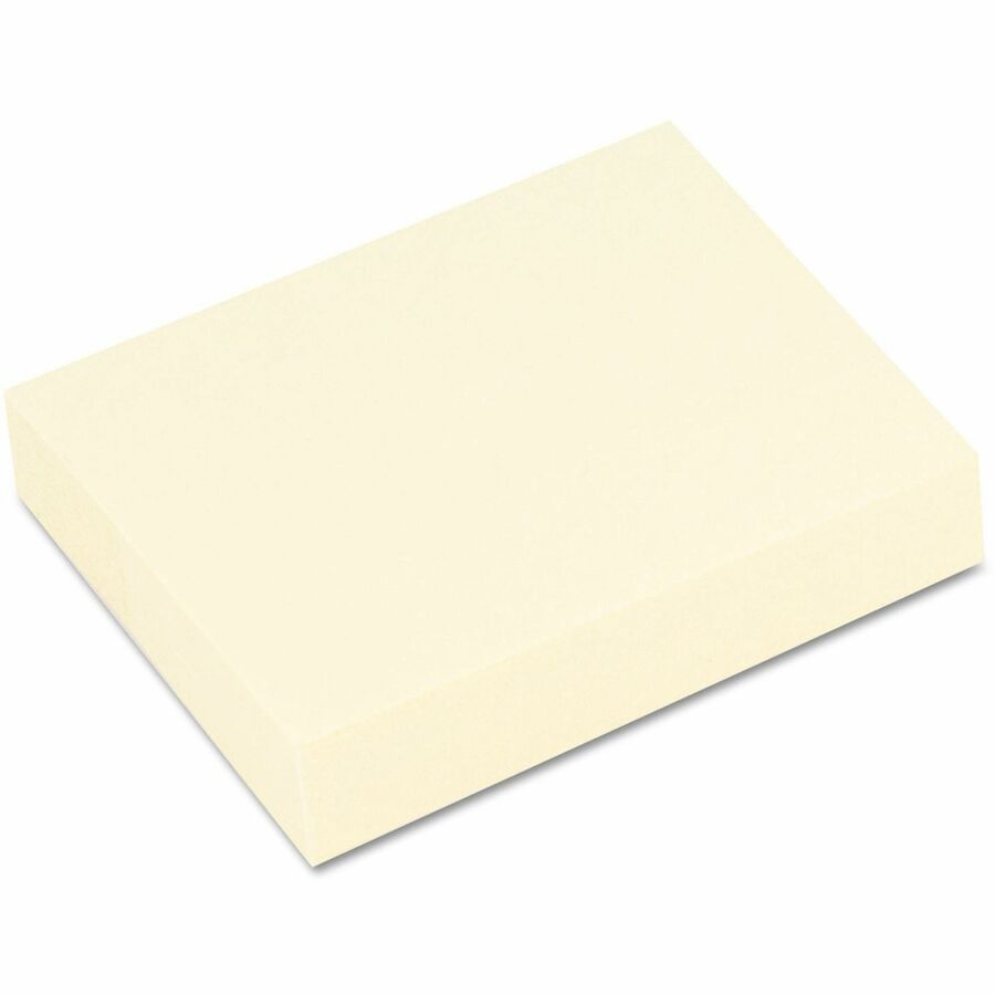 Universal Note Pad, Rectangle, 1 1/2" x 2", Yellow, Unruled, 100 Sheets per Pad, Self-stick, Repositionable, Recycled Paper, 12 Pads per Pack