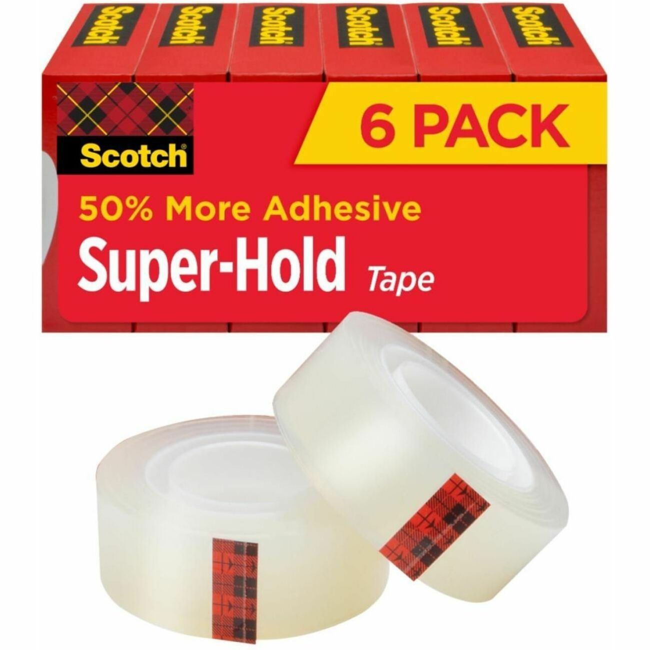 Scotch Super-Hold Tape, 0.75" x 27.78 yd, Clear, Matte Acetate, Synthetic Acrylic Adhesive, Dispenser Included, Moisture Resistant, 24 Pack