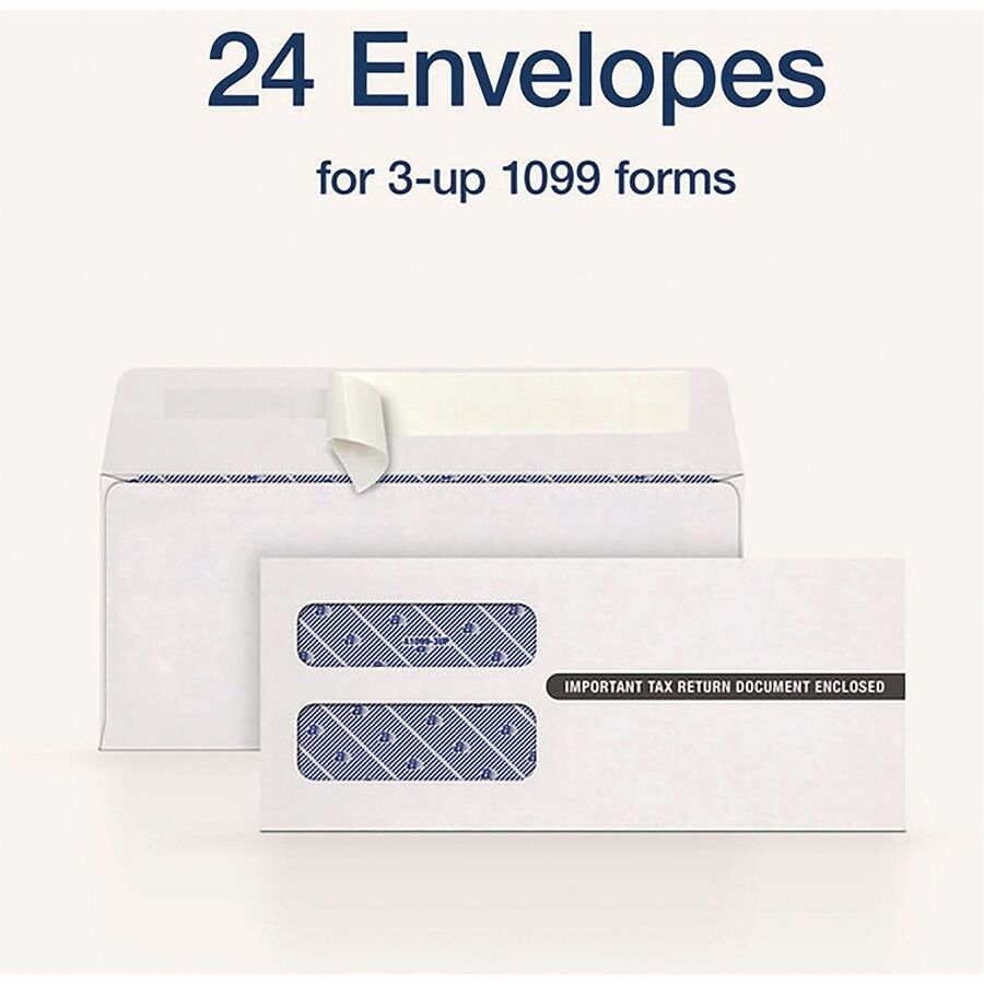 Security - 3 3/4" Width x 8 3/4" Length - 24 lb - Peel & Seal - White - Wove Paper - 24 / Pack