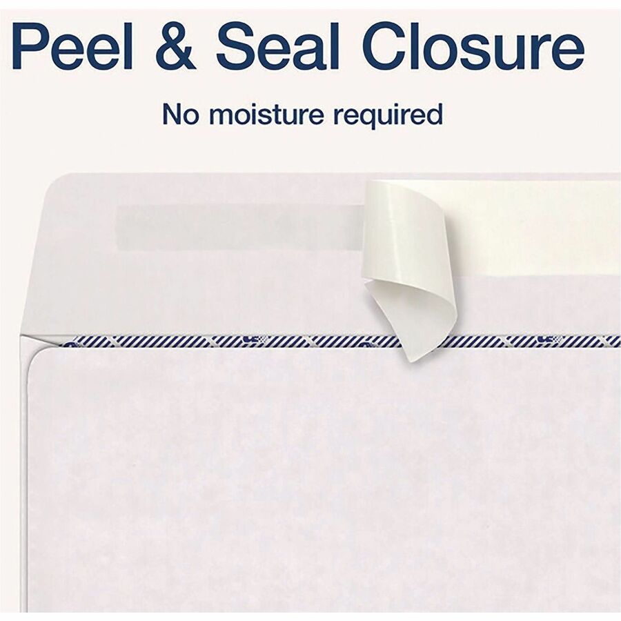 Security - 3 3/4" Width x 8 3/4" Length - 24 lb - Peel & Seal - White - Wove Paper - 24 / Pack