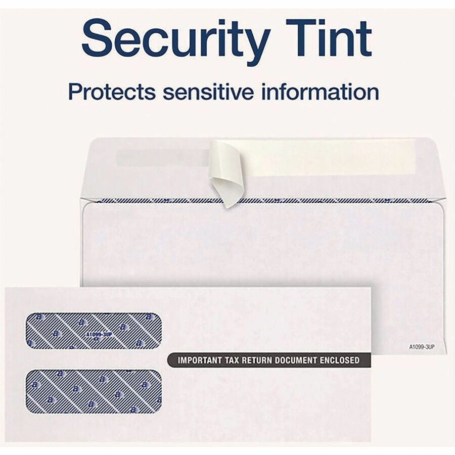 Security - 3 3/4" Width x 8 3/4" Length - 24 lb - Peel & Seal - White - Wove Paper - 24 / Pack