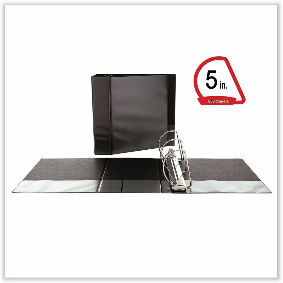 5" Binder Capacity - 950 Sheet Capacity - 3 Ring(s) - Fastener(s): Ring - Pocket(s): 2, Inside Front & Back - Polypropylene - Black - Non-stick - 1 Each
