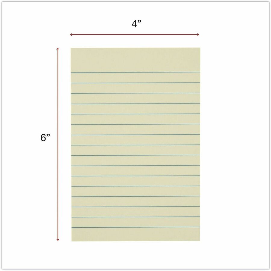 Universal Note Pad, 4" x 6", Rectangle, Unruled, Yellow, 100 Sheets per Pad, Self-stick, Repositionable, Recycled, 12 Pack