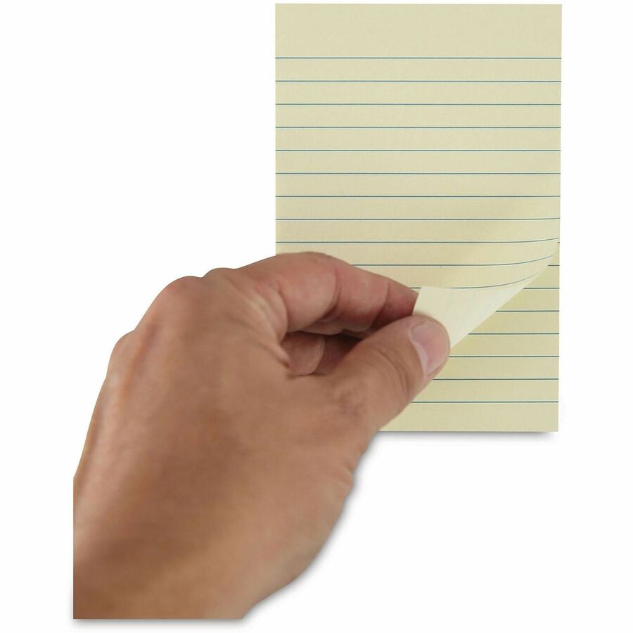 Universal Note Pad, 4" x 6", Rectangle, Unruled, Yellow, 100 Sheets per Pad, Self-stick, Repositionable, Recycled, 12 Pack