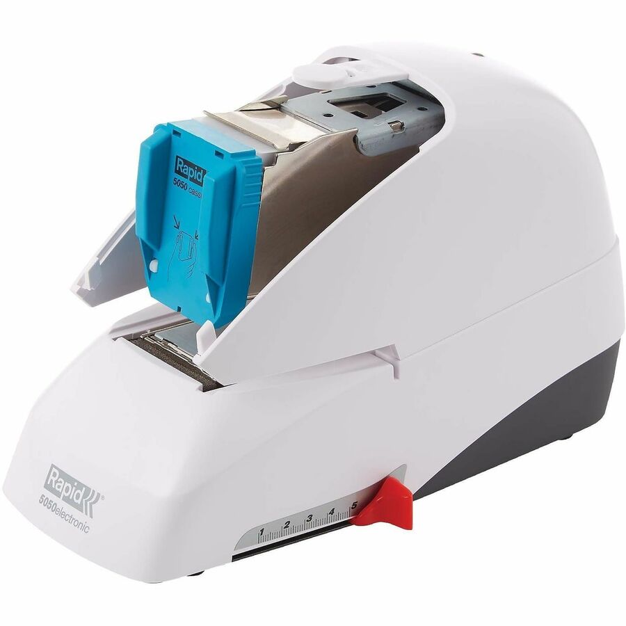 Staples Upto 60 Sheet - Holds Upto 5000 Staple - 2" Throat Depth - Front Loading - White - Plastic, Metal - 1 Each