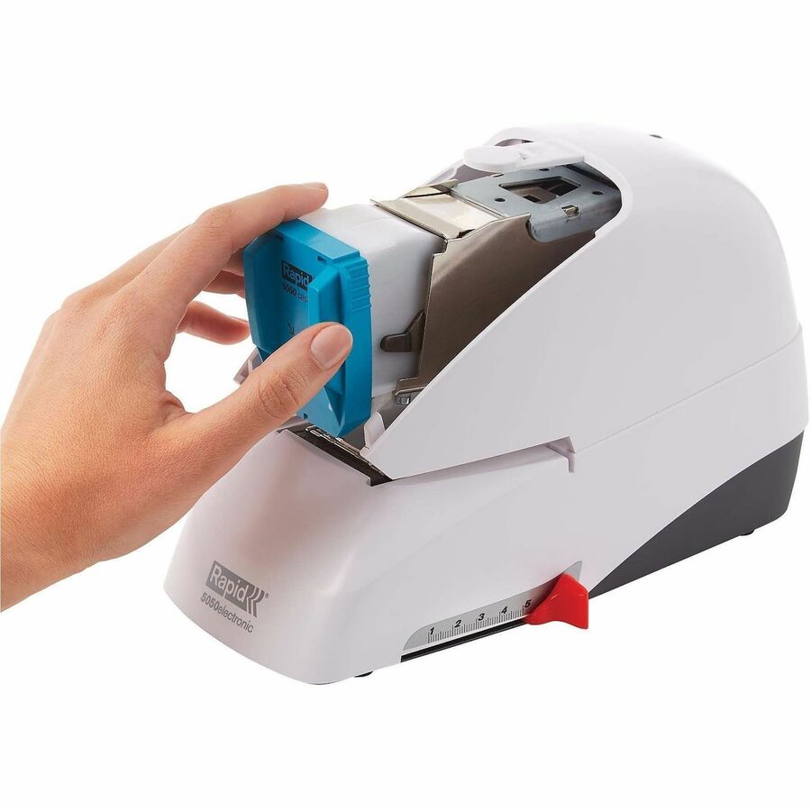 Staples Upto 60 Sheet - Holds Upto 5000 Staple - 2" Throat Depth - Front Loading - White - Plastic, Metal - 1 Each