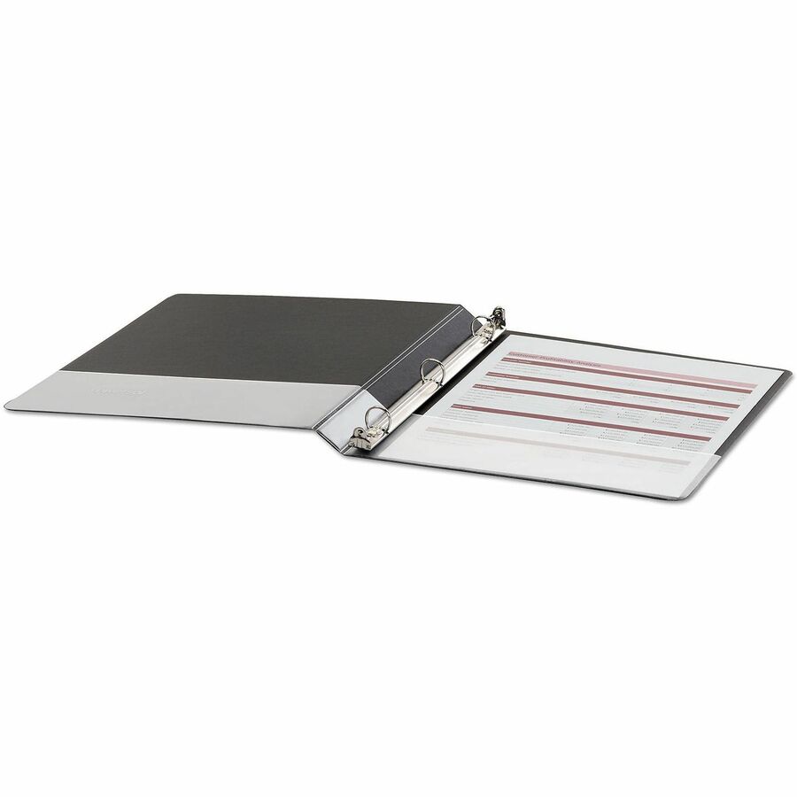 1/2" Binder Capacity - 100 Sheet Capacity - 3 Ring(s) - Fastener(s): Ring - Pocket(s): 2, Inside Front & Back - Polypropylene - Black - Non-stick - 1 Each