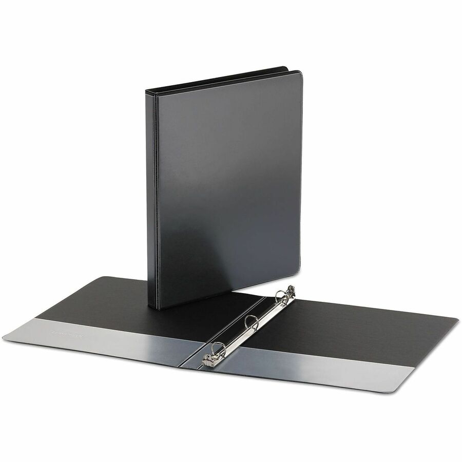 1/2" Binder Capacity - 100 Sheet Capacity - 3 Ring(s) - Fastener(s): Ring - Pocket(s): 2, Inside Front & Back - Polypropylene - Black - Non-stick - 1 Each