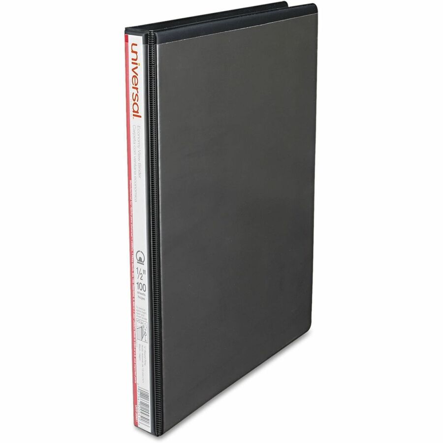 1/2" Binder Capacity - 100 Sheet Capacity - 3 Ring(s) - Fastener(s): Ring - Pocket(s): 2, Inside Front & Back - Polypropylene - Black - Non-stick - 1 Each