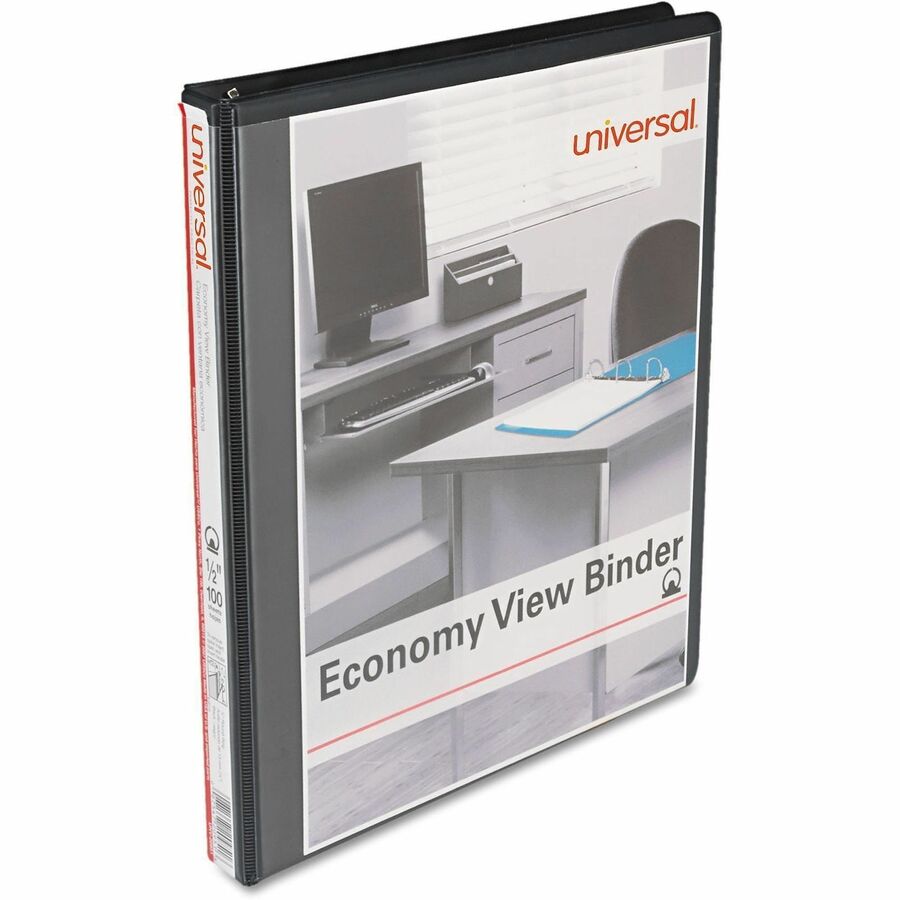1/2" Binder Capacity - 100 Sheet Capacity - 3 Ring(s) - Fastener(s): Ring - Pocket(s): 2, Inside Front & Back - Polypropylene - Black - Non-stick - 1 Each