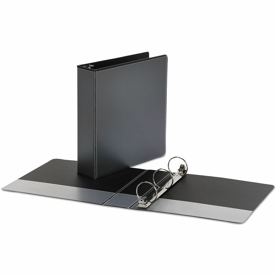 2" Binder Capacity - 375 Sheet Capacity - 3 Ring(s) - Fastener(s): Ring - Pocket(s): 2, Inside Front & Back - Polypropylene - Black - Non-stick - 1 Each