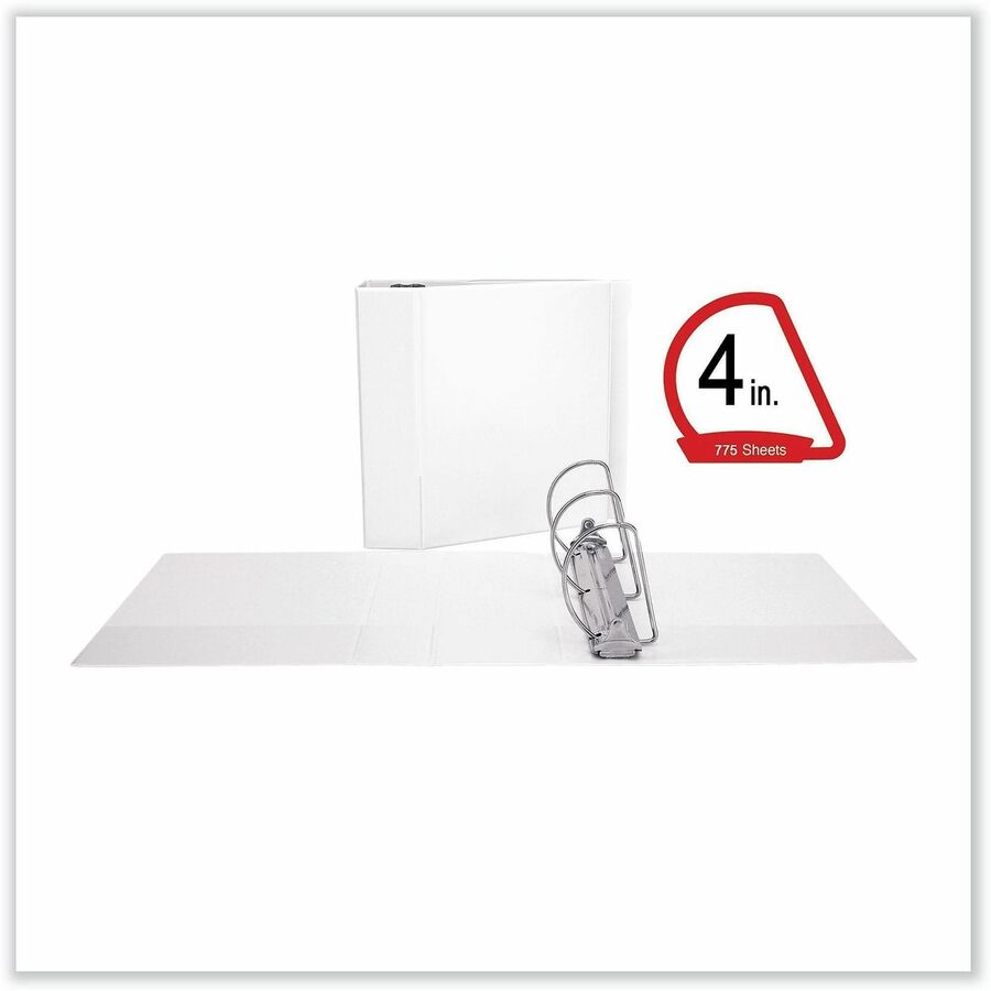 4" Binder Capacity - 775 Sheet Capacity - 3 Ring(s) - Fastener(s): Ring - Pocket(s): 2, Inside Front & Back - Polypropylene - White - Non-stick - 1 Each