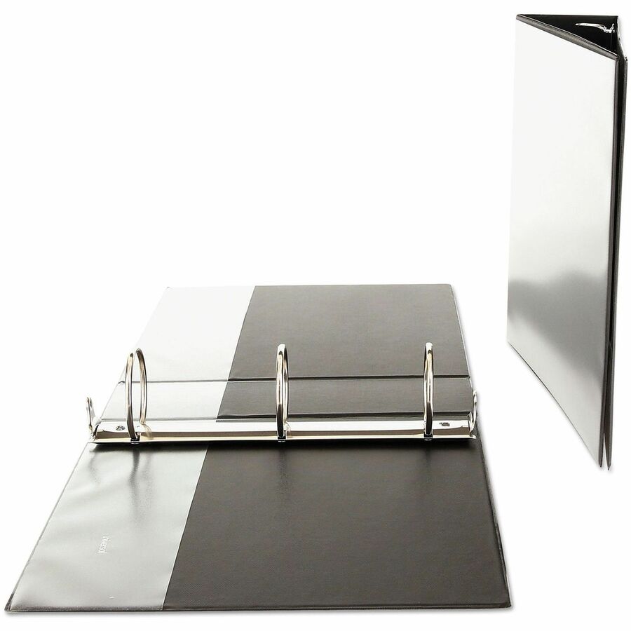 3" Binder Capacity - 625 Sheet Capacity - 3 Ring(s) - Fastener(s): Ring - Pocket(s): 2, Inside Front & Back - Polypropylene - Black - Non-stick - 1 Each