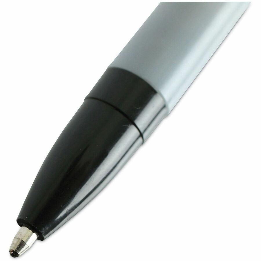 Universal Ballpoint Pen, 1 mm Medium, Black Ink, Oil-Based, Gray Stick, Black Barrel, 1 Dozen